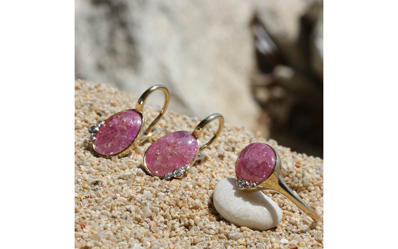 Σκουλαρίκια με Pink Quartz Σκουλαρίκια με Pink Quartz