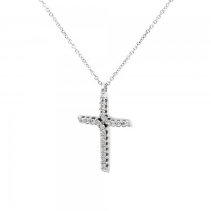 Σταυρός λευκόχρυσος με αλυσίδα Κ14