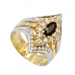 Δαχτυλίδι με ζαφείρι και ζιρκόν Δαχτυλίδι με ζαφείρι και ζιρκόν