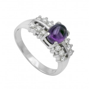 Δαχτυλίδι με αμέθυστο και ζιρκόν