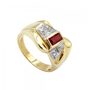 Δαχτυλίδι με ρουμπίνι και ζιρκόν Δαχτυλίδι με ρουμπίνι και ζιρκόν