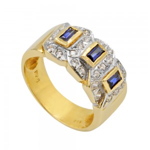 Δαχτυλίδι με ζαφείρια και ζιρκόν Δαχτυλίδι με ζαφείρια και ζιρκόν