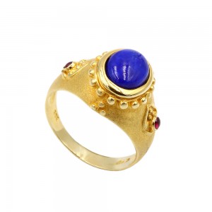 Δαχτυλίδι με λάπις λάζουλι και ρουμπίνια Δαχτυλίδι με λάπις λάζουλι και ρουμπίνια